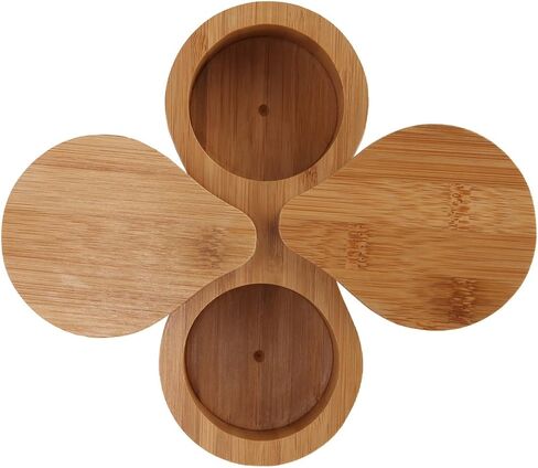 Lily's Home Double Round Bamboo Container, Spices Storage Jar, Salt and Pepper Wooden Box in Saudi Arabia