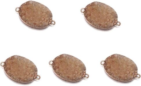 LE SKY Natural Oval Shape Druzy Geode Agate Stone Connectors Healing Chakra Crystal Gemstone Pendant Charms for Jewelry Making 5 Pcs in Saudi Arabia