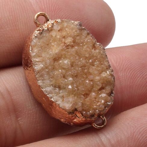 LE SKY Natural Oval Shape Druzy Geode Agate Stone Connectors Healing Chakra Crystal Gemstone Pendant Charms for Jewelry Making 5 Pcs in Saudi Arabia