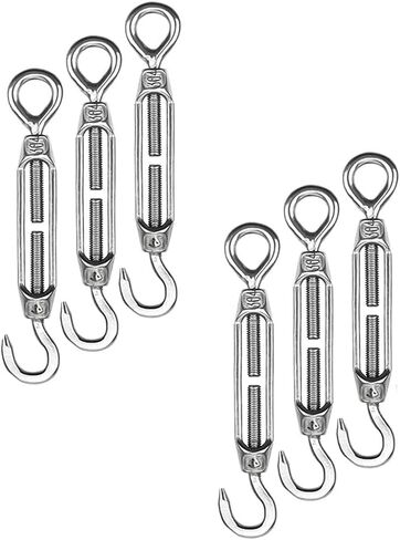 Hook and Eye Turnbuckles Wire Rope Tensioner for Sun Shade Tent Installation(M6X6PCS) in Saudi Arabia