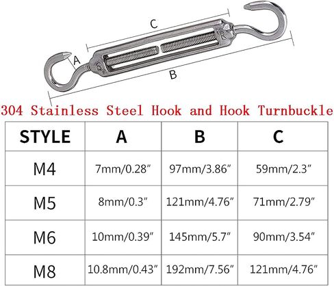Hook and Eye Turnbuckles Wire Rope Tensioner for Sun Shade Tent Installation(M6X6PCS) in Saudi Arabia