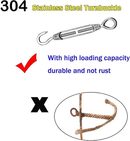 Hook and Eye Turnbuckles Wire Rope Tensioner for Sun Shade Tent Installation(M6X6PCS) in Saudi Arabia