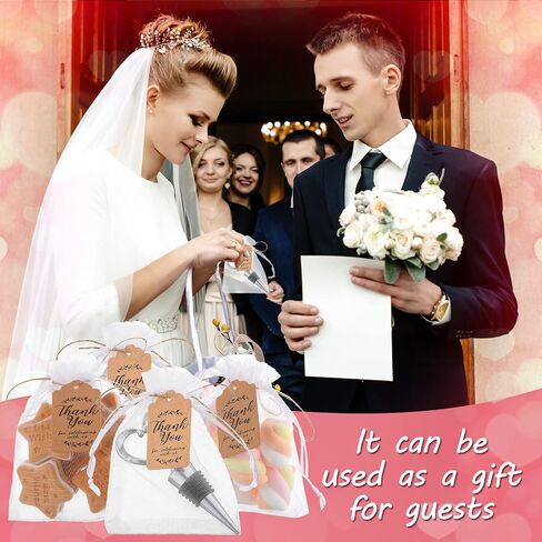 90 Pack Heart Shaped Wine Stoppers Wedding Favors for Guests Stainless Steel Love Beverage Bottle Stopper with 100 Tags 100 Organza Bags and Twine Bulk for Bridal Shower Valentines Party Favors Gifts in Saudi Arabia