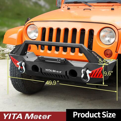 YITAMOTOR Rear Bumper Compatible with 07-18 Jeep Wrangler JK & Unlimited Rock Crawler Off Road Bumper w/ 2" Hitch Receiver & D-Ring, Textured Black in Saudi Arabia