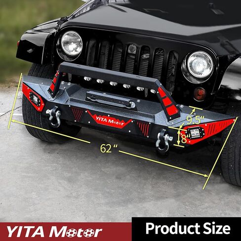 المصد الخلفي YITAMOTOR متوافق مع 07-18 Jeep Wrangler JK & Unlimited Rock Crawler Off Road Bumper مع جهاز استقبال وصلة 2 بوصة وحلقة على شكل حرف D، أسود مزخرف in Saudi Arabia