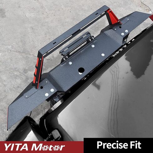 المصد الخلفي YITAMOTOR متوافق مع 07-18 Jeep Wrangler JK & Unlimited Rock Crawler Off Road Bumper مع جهاز استقبال وصلة 2 بوصة وحلقة على شكل حرف D، أسود مزخرف in Saudi Arabia