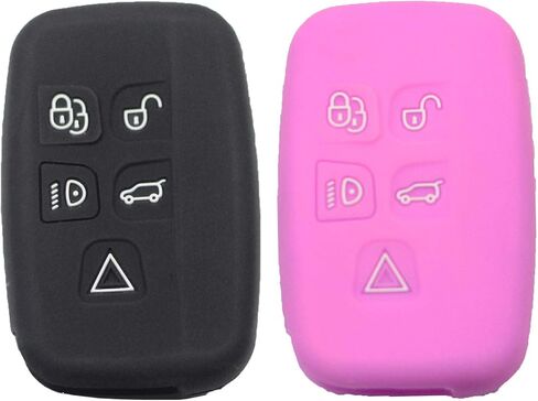 قطعتان من غطاء غطاء السيليكون الذكي لمفتاح Fob متوافق مع Land Rover 2013-2014 LR2 2010-2018 LR4 2015-2018 Discovery 2011-2018 Range Rover Sport Evoque أسود وأحمر in Kuwait