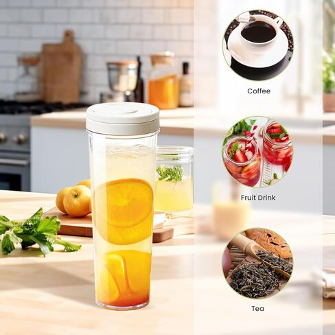 زجاجة مياه لنقع القهوة من CINPIUK سعة 33 أونصة إبريق ماء لنقع الشاي والفواكه مع فلتر Msh إبريق بلاستيكي ذو سعة كبيرة لتجديد القهوة المثلجة والشاي والمشروبات المملوءة بمقبض in Kuwait