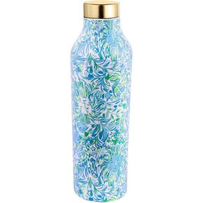 Lilly Pulitzer Stainless Steel Water Bottle, 18 Oz Metal Water Bottle, Pink Double Wall Insulated Tumbler with Lid, Dandy Lions