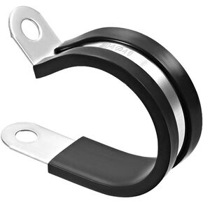 uxcell 1/4"(6mm) Cable Clamp 304 Stainless Steel Rubber Cushioned Insulated Clamp R Shape Metal Clamp 8Pcs