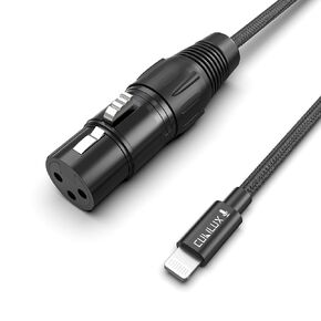 Cubilux XLR Female to Lightning Microphone Cable for Recording, Karaoke, XLR Dynamic Microphone/XLR Lapel Microphone to Lightning braided cable for iPhone 14/13/12 pro max, iPad 9/8/7, iPod, 2m/6.5FT