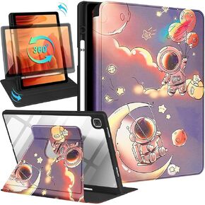 for Samsung Galaxy Tab A7 Case - 10.4 Inch for Women Girls Cute Folio Cover with Pencil Holder Girly Flower Floral Pretty Design Rotating Stand Teens for Galaxy Tab A7 Tablet Cases 2022/2020