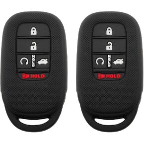 Silicone Protector Key Fob Cover Case fit for 2022 2023 Honda Accord Civic HR-V CR-V Pilot Sport SI EX EX-L Touring Keyless Entry Key Fob (Black+Red)