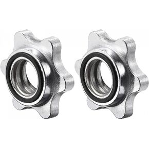 uxcell Dumbbell Hex Nut, 2Pcs M28 Anti-Slip Lock Collar Screw for Barbell Dumbbell Weight Lifting Silver