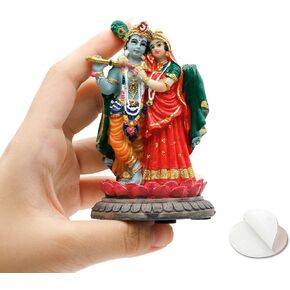 BangBangDa Radha Krishna for Car Decor - 3.9" H Small Hindu God Statue for Vehicle Dashboard Decor Hindu God Father’s Day Mother’s Day Diwali Birthday Gifts for Indian People Home Altar Pooja Item
