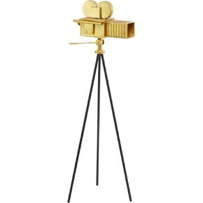 The Novogratz Metal Film Decorative Sculpture Camera Home Decor Statue with Tripod Stand, Accent Figurine 12" x 14" x 43", Gold
