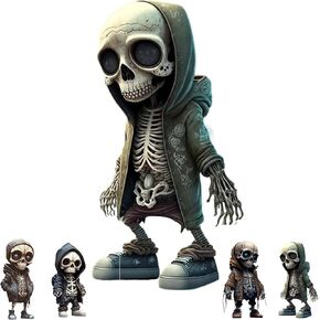 Cool Skeleton Decor, Cute Skeleton Figurines - Fun and Unique Halloween Skeleton Ornaments Decor Collectibles for Halloween Home Office Desk Decorations