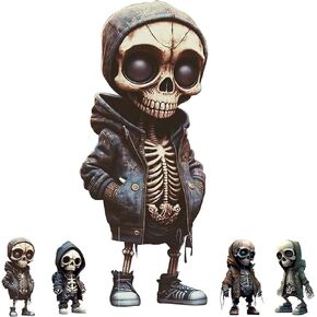 Cool Skeleton Decor, Cute Skeleton Figurines - Fun and Unique Halloween Skeleton Ornaments Decor Collectibles for Halloween Home Office Desk Decorations