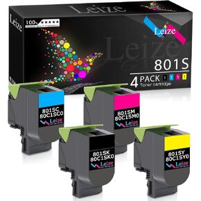 Leize Compatible CX310 Toner Cartridge Replacement for Lexmark 80C1SK0 80C1SC0 80C1SM0 80C1SY0 for Lexmark CX310N CX310DN CX410DE CX410DTE CX410E CX510DE CX510DTHE CX510DHE Printer (‎KCMY, 4 Pack)