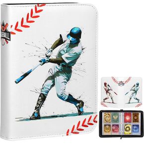 Baseball Card Binder Cards Holder 4-Pocket, Trading Binders for Game Cards Collection Case Book Fits 400 Cards with 50 Removable Sleeves Display Storage Carrying Case