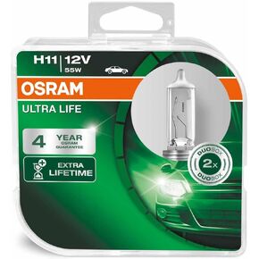 OSRAM ULTRA LIFE H11, halogen headlamp, 64211ULT-HCB, 12 V passenger car, duobox (2 units),Yellow