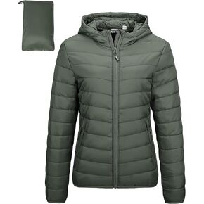 Outdoor Ventures Women's Packable Lightweight Full-Zip Puffer Jacket with Hood Quilted Winter Coat in Kuwait