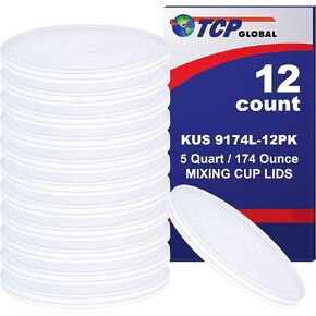 TCP Global/Custom Shop Box of 12 Lids - 5 Quart Exclusively Fits TCP Global 174oz Paint Mix Cups