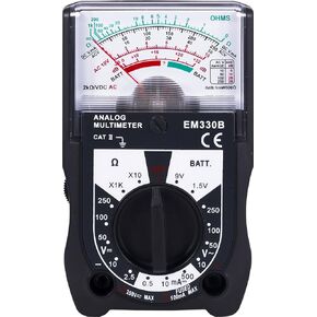 power gear, Black, 14-Range Tester, Analog Multimeter, Voltage, Measures Resistance, 1 AA Battery Included, Home & Hobby Use Only, ETL Listed, 50952