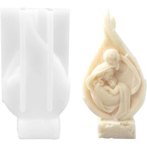 Virgin Mary Candle Mold for Candle Making, 3D Jesus Family Silicone Mold for Resin Casting DIY Plaster Polymer Clay Home Decoration