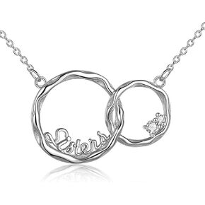 Generation Necklace 925 Sterling Silver Interlocking Double Circles Necklace for Grandma Mom Sisters Birthday Jewelry Gifts