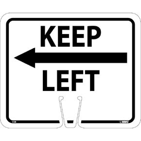NMC CS8 KEEP LEFT Sign – 12.63 in. x 10.38 in. Plastic Traffic Safety Cone Sign with Left Arrow Graphic, Black Text on Orange Base