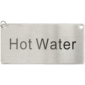 Winco Stainless Steel Chain Sign, "Hot Water" Medium