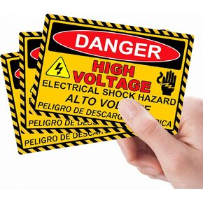 High Voltage Electrical Shock Hazard Sign Sticker 5x7 inch Vinyl Adhesive Spanish Danger Voltage Safety Warning Keep Out Label for Battery Bank Safe 8 Pack
