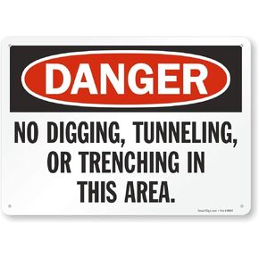 SmartSign "Danger - No Digging, Tunneling, Or Trenching Area" Sign | 10" x 14" Aluminum
