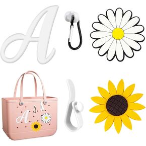 5 PCS Letter Charms Compatible with Bogg Bag Accessories, PVC Rubber Insert for Beach Tote Bag Decoration (C)