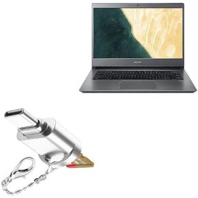 BoxWave Adapter Compatible with Acer Chromebook 714 - Micro SD Card miniReader, USB Type-C OTG Reader USB3.0 Adapter Keychain - Metallic Silver