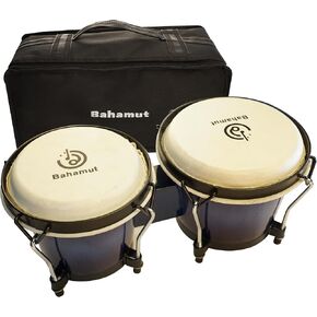 BAHAMUT Bongo Drum Set, 7"+9" Wooden Bongos Gift for Adults & Kids, Ideal for Professional Players, Comes with Tuning Wrench & Waterproof Bag