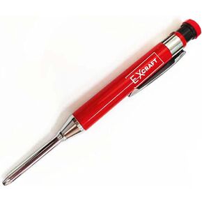 Red Premium EXcraft Metal Mechanical Carpenter Pencil Deep Hole with Built-in Sharpener For Architect Construction Carpentry Making Scribe Tools