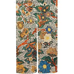 Floral Noren Japanese Curtain Doorway Curtain, Boho Mid Century Tapestry for Wall Hanging, Japanese Noren Bedroom Partition Kithchen Divider Bathroom Door Decor, 33.5"x 59"