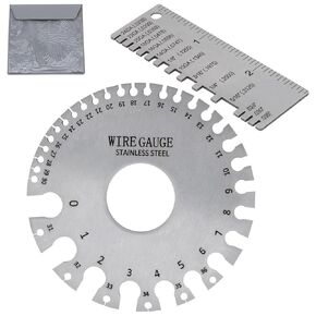 2 Pcs Round Dual Sided Wire Gauge Measuring Tool & Metal Sheet Thickness Gauge Stainless Steel Wire Welding Gauge for Wire Cable Sheet Gage
