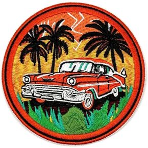 3.5" Vintage Car Patch - Embroidered Vintage Retro Car Applique Appliques Iron On Sew On Patches for Holes, Clothing, Jeans, Hat, Backpacks, Clothes - Palm Holiday Vintage Retro Backwoods Patch