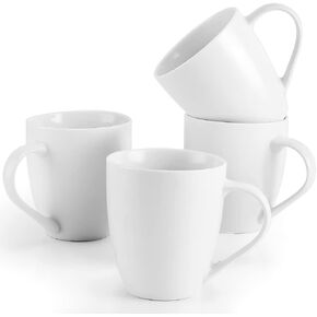 Mfacoy White Coffee Mugs Set of 4, 16 Ounce Coffee Mugs with Handles, Ceramic Coffee Cups, Porcelain Mugs Sets, Large Coffee Mugs for Coffee, Tea, Hot Cocoa, Milk, Microwave and Dishwasher Safe