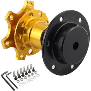 عجلة قيادة عالمية من الألومنيوم سريعة الإصدار لعجلة القيادة سريعة الإصدار ومهايئ محور سريع الإغلاق طقم بوس للسباق/الرالي/رياضة السيارات (ذهبي) in Kuwait