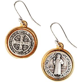 My Saint My Hero Benedictine Goldtone Rim Earrings