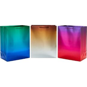 Hallmark 13" Large Gift Bags Assortment with Tissue Paper, 3-Pack (Colorful Ombré) for Valentines Day, Birthdays, Baby Showers, Bridal Showers, and More