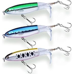 تسليم 3 قطع من طُعم الصيد في المياه العلوية للباس، طقم طُعم الصيد، طُعم عائم مع ذيل دوار عائم لسمك السلمون المرقط، طُعم المياه العلوية للمياه المالحة العذبة in Kuwait