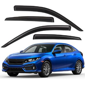 Lightronic WV94703 Outside-Mount Side Window Deflectors & Visors Vent Rain Guards, Dark Smoke, 4-Pieces Set, Fits 2022-2024 Honda Civic Sedan