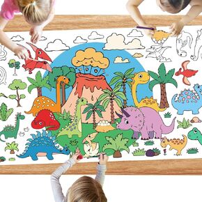 Humerry Halloween Giant Coloring Poster for Kids, DIY Coloring Tablecovers Drawing Kits, 31X72 Inch Large Coloring Paper Wall Decor for Classroom Birthday Party Supplies
