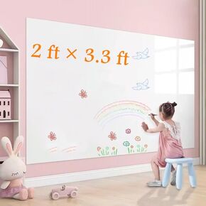 Large Dry Erase White Board Sticker(3 feet x 5 feet) Peel and Stick Self Adhesive Wallpaper Whiteboard Contact Paper for Wall Paint Graffiti Decoration Home Office School,Bonus Marker Pen