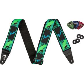 Fender Guitar Strap Bundle with Strap Blocks and Picks